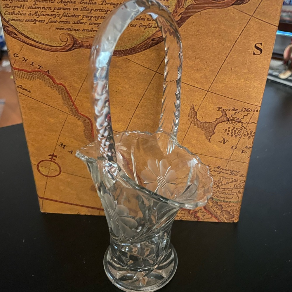 Vintage to 1930s Lead Crystal Basket